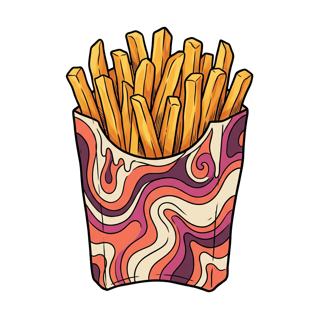 Hand-drawn carton of fries